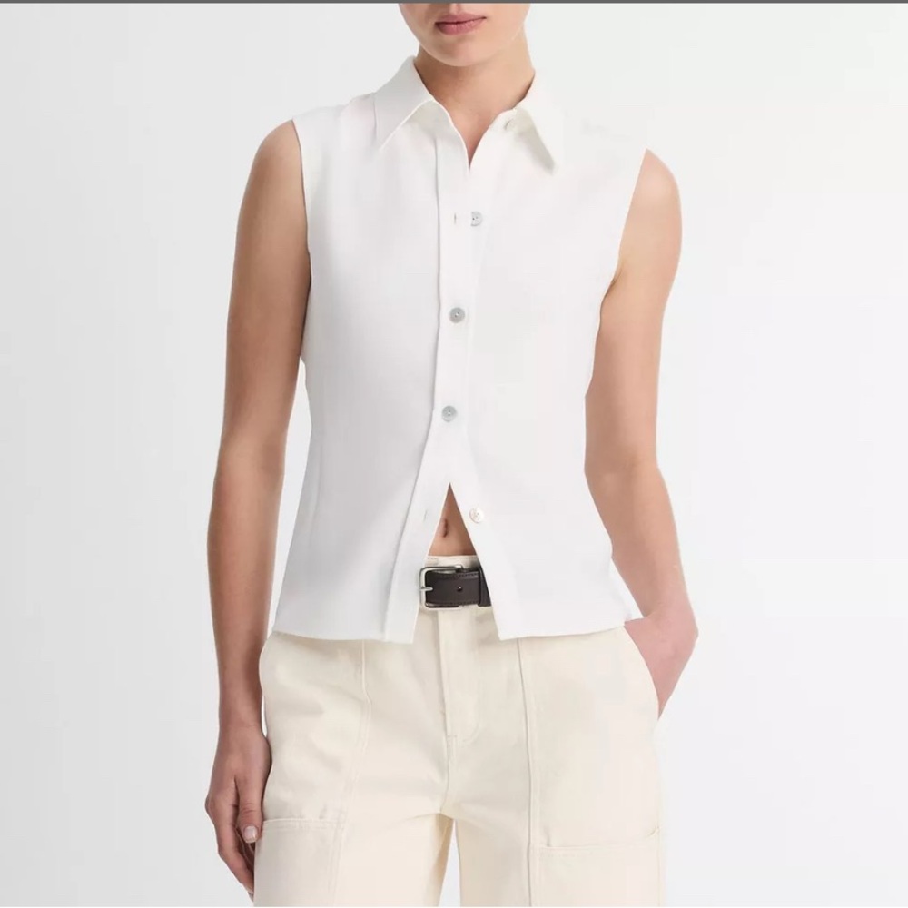 NWT Vince Sleeveless Button-front Shirt